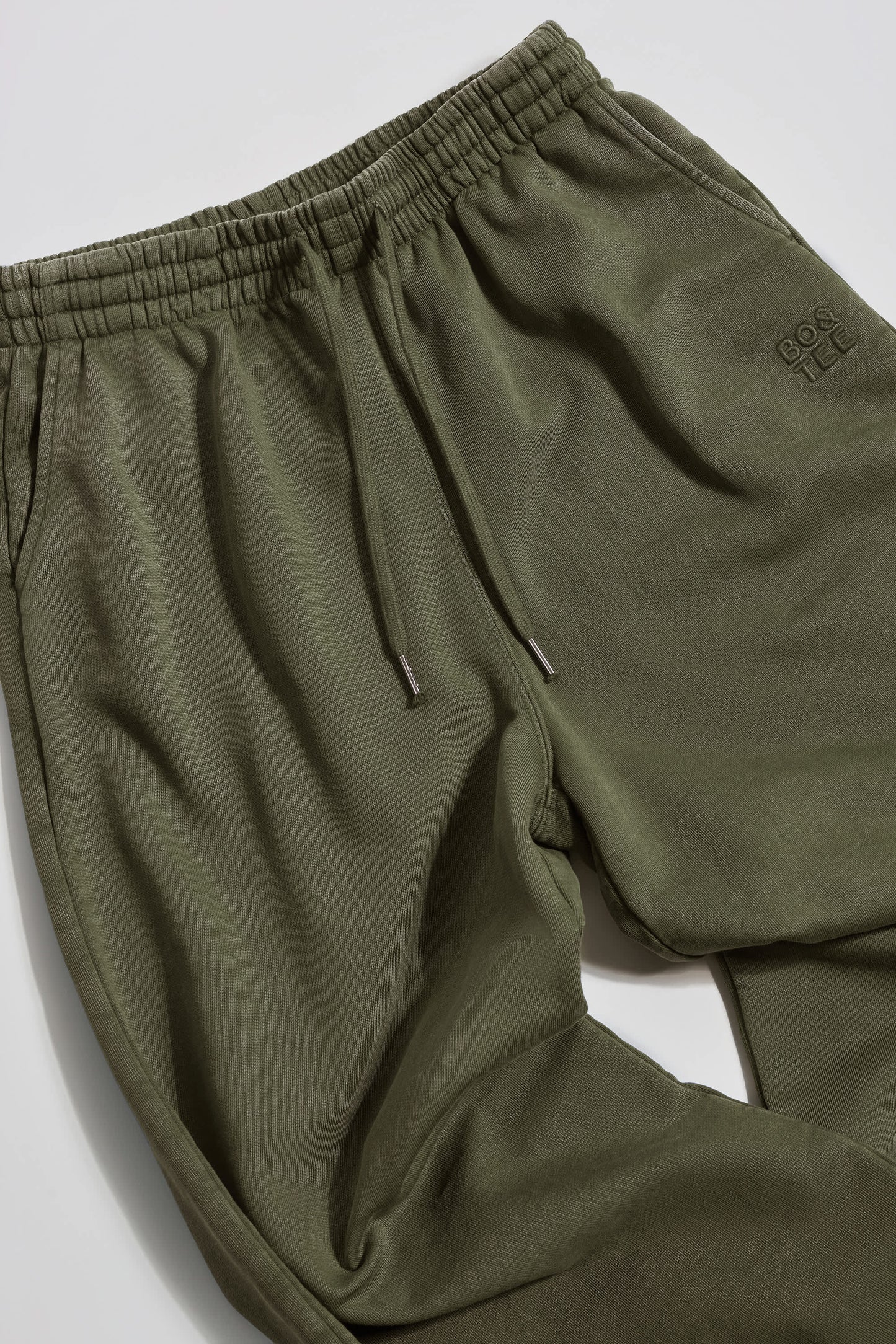 Acid Wash Wide-Leg Joggers in Light Green